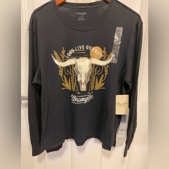 Wrangler Tops - Wrangler Charcoal Long Sleeve Tee Shirt